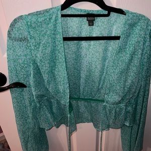 Green see-through tie top